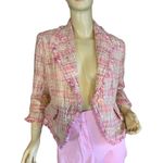 Chadwick's PINK & CREAM PETITE TWEED BLAZER W/FRINGE. ACCENTS (8P) Photo 3