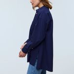 Madewell Navy Fresh Blueberry Oversized Straight Hem Shirt Signature Poplin XS Photo 1