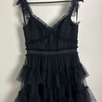 Betsy and Adam Tiered Ruffle Tulle Gown in Black Size US 4 Photo 4