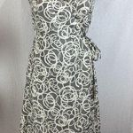 Garnet Hill  100% Silk Circular Print Gray & White Sleeveless Wrap Dress 2 Photo 0