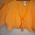 American Eagle NWT  Orange Tie Front Crochet Lace Boho Crop Top Large Romantic 70 Photo 2
