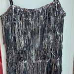 Day + Moon Silver And Black Fringe Dress Size M Photo 0