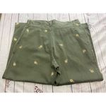 Tahiti Reef Club Capri Pants Womens 8 Green Embroidered Pineapple Pockets Cotton Photo 1