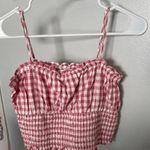 American Eagle Gingham Smocked Sleeveless Shirt Photo 0