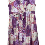 Garnet Hill  Floral‎ Print Cotton Faux Wrap Tie Waist Dress Purple Multi Size 4 Photo 0