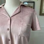 Juicy Couture Silky Soft Pink Velour Silver Bling Stud Cropped Button Up M Photo 3