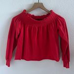 Kimchi Blue Urban Outfitters Smocked Neckline Cropped Sweatshirt Top Red XS Photo 0