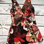 RUNWAY Ladies S Pleated Red Bow Tank Blouse Tan Photo 1