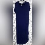 Boutique Elegant Blue Maxi Dress with side pockets v-neck Details nwot Photo 2