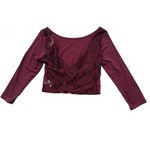 American Eagle Outfitters Women's Shirt Top Large Burgundy Maroon Lace Crop Photo 2