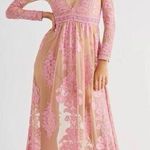 For Love & Lemons NWT Sheer Embroidered Maxi Dress Pink Nude Size Small Boho Photo 0