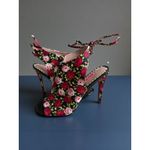 Betsey Johnson Rexie Rose Print Floral Lace Back Heels Size 8 Photo 3