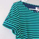 Laundry by Design Women's Green Navy Striped Short Sleeve Stretch Shift Dress M Photo 10