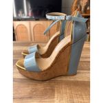 Stella McCartney Women's Designer D'Orsay Patent Cork Wedge, Sky size 36 Glam Photo 3