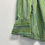 Ishyu Button Blouse 2X Green Teal Striped 100% Cotton Grannycore Work Lagenlook Size XXL Photo 2