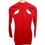H&M  Caliente Red Bodycon Cutout Ribbed‎ Mini Dress S Long Sleeved NEW Photo 1