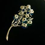Vintage Blue & Green Lucite Floral Spray Brooch – 3.5" Photo 2