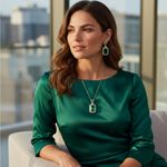 Faux Emerald Necklace Pendant & Earring Set Gold Photo 0