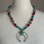 Vintage Coral & Natural Turquoise Necklace Trading Post Southwest Native Jewelry Blue Photo 0