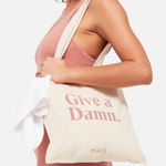 Mate the Label New NWT  Beige Organic Cotton Mauve Give A Damn Tote Bag Women's Photo 0