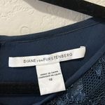Diane Von Furstenberg  Zarita Navy Silk Lace Floral Dress, Size 12 Photo 7