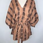 Elan Brown Black V Neck Short Romper Small Boho Arrow Tribal Design NWT Photo 1