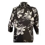 Susan Graver  Medium Black White Floral 3/4 Sleeve Button Front Jacket Photo 2
