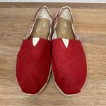 Toms NWOT  Red White Striped Slip On Flat Shoes, Size 7.5 Photo 4