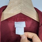 Chico's  Red Velvet Jean Jacket Womens Size 1 (8/10) Embroidered Holiday Boho Photo 1