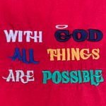 Vintage With God All Things Are Possible Embroidered Red Oversized T Photo 1