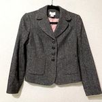 Loft Ann Taylor  Black & White Tweed Boxy Fit Blazer Jacket 4P Dark Academia Photo 0