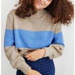 Aerie Mock Neck Chunky-Knit Acrylic Blend Sweater Stripe Beige Womens Size Large Photo 0