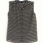 J.Crew Crew Ivory & Black Striped Button Up Sleeveless Tank Top Shirt Size 2 Photo 0