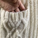 American Eagle  Small Cardigan Sweater Cable Knit Oversized V-Neck Wool Cream Photo 2