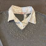 Quacker Factory  Gray Sweater with Pearl Details Photo 3
