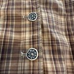 L.A. Blues Women's Brown Plaid Button Up Collared Jacket Workwear. Oversized. Photo 9