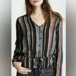 Rails  Beaux Varadero Stripe Linen Blend Long Sleeve Blouse Photo 0