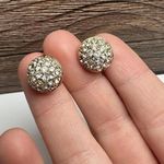 Swavorski Lot Of 2 Swarovski Crystal Clear Gold Tone Stud Pierced Earrings (Swan Marked) Photo 1
