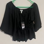 NWT Sofía Jeans black bell sleeve peplum top blouse on or off shoulder Size XS Photo 9