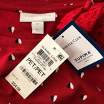 Charter Club  Womens T Shirt Top Crochet Trim Sleeve Heart Print Supima Red PP Photo 2