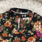 MERAKI black floral choker collar blouse. Size large. Photo 3