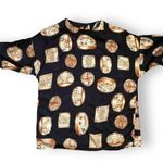 Vintage Casual Corner Top Black Brown Native Abstract Art Short Sleeve Blouse Black Size L Photo 4