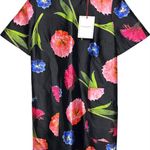 Carolina Herrera short sleeve shift dress black multi floral mini NEW small S20 Photo 1