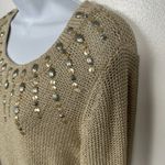 Ruby Rd NWT . Womens Sweater Size Petite PXL Gold Knit Beaded Sequin Pullover Photo 2