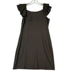 She and Sky Dress Womens Medium Black Layered Ruffled Lined Sheath‎ Square Neck Photo 8