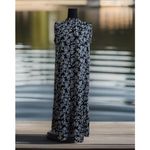 Loft Chic  SzM Floral Print Preppy Chiffon Ruffle Sleeves Maxi Dress Cottage Core Photo 6