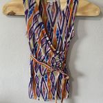 Boston Proper Boston‎ Proper Multicolor Retro Sheer Tank Top Women's Medium Sleeveless Vneck Photo 0