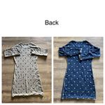 Sweater Dress Reversible Navy Taupe Brown Dot Large Soft Stretch Blue Photo 5