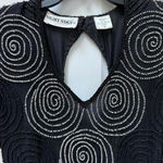 Vintage 80’s Night Vogue 100% Silk Beaded Cocktail Dress Black Silver Photo 2
