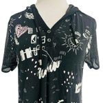 Dolcezza Size Large Top Blouse Short Sleeve Simply Art Hoodie Mesh Sleeves Photo 1
